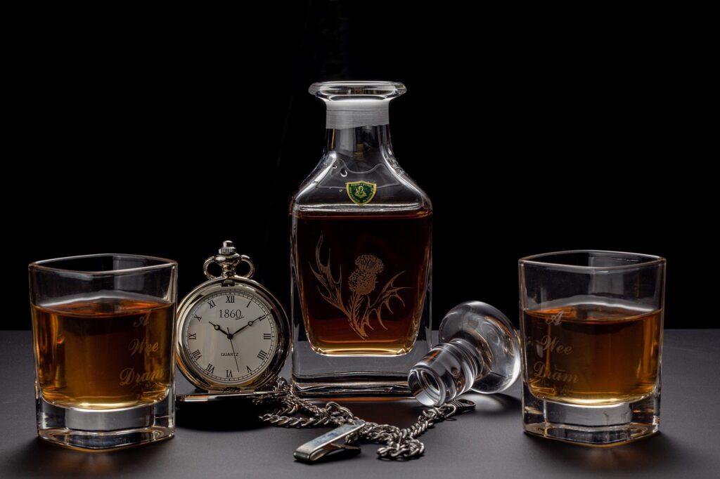 whiskey, drinks, time