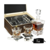 Whiskey Decanter and Stones Set - Whiskey Decanter, 2 Rocks Whiskey Glasses, 8 Stainless Steel Whisky Cubes