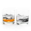 Black Lantern Whiskey Glass Set – Mountains & Clouds Design (Set of 2, 11oz)