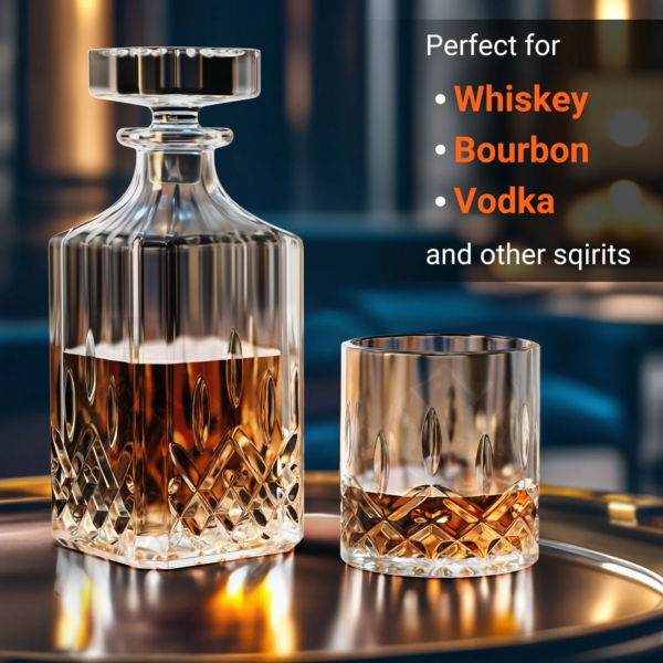 Whiskey Decanter Set with Glasses and Whiskey Stones - Image 3