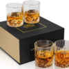 Old Fashioned Whiskey Glasses with Luxury Box - 10 Oz Rocks Barware for Scotch, Bourbon, Liquor and Cocktail Drinks - Set of 4 - Men Gift