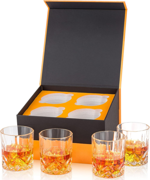 Crystal Whiskey Glass, Set of 4 Old Fashioned Bourbon Glasses in Gift Box - Image 2