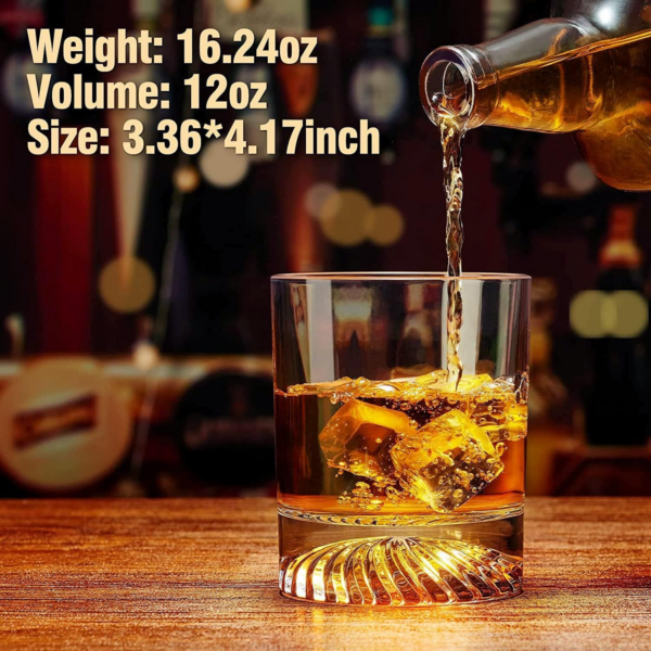 Whiskey Glasses Old Fashioned Glasses Set of 4 12Oz Rocks Glasses Gift for Men Women Drinking Bourbon Scotch Cocktails Rum Cognac Vodka at Home Bar - Image 3