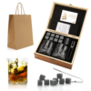 Whiskey Stones Set - 2 Whiskey Glasses - Granite Chilling Whiskey Rocks