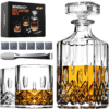 Whiskey Decanter Set with Glasses and Whiskey Stones
