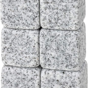 Batu Marble, Natural Marble Reusable Whiskey Stones Drink Chilling Rocks Ice Cubes, Grey (Set of 12)