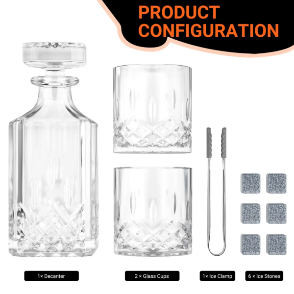 Whiskey Decanter Set with Glasses and Whiskey Stones - Image 2