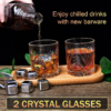 Whiskey Glasses Set (2 Glasses + 6 Silver Stones) - Image 5