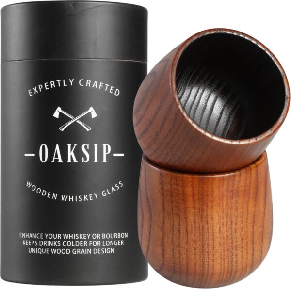 Oaksip Original Charred Wooden Bourbon Drinking Glasses