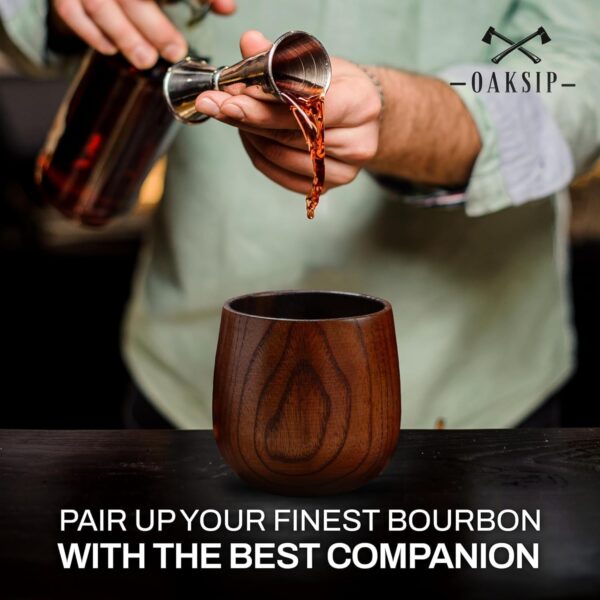 Oaksip Original Charred Wooden Bourbon Drinking Glass - Image 3