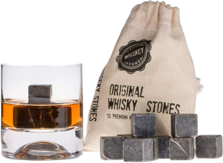 Premium Whiskey Stones Gift Set – 12 Pcs Marble Ice Cubes with Storage Bag