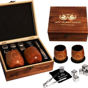 Charred Wooden Bourbon Drinking Glass Gift Set by Megapuxin