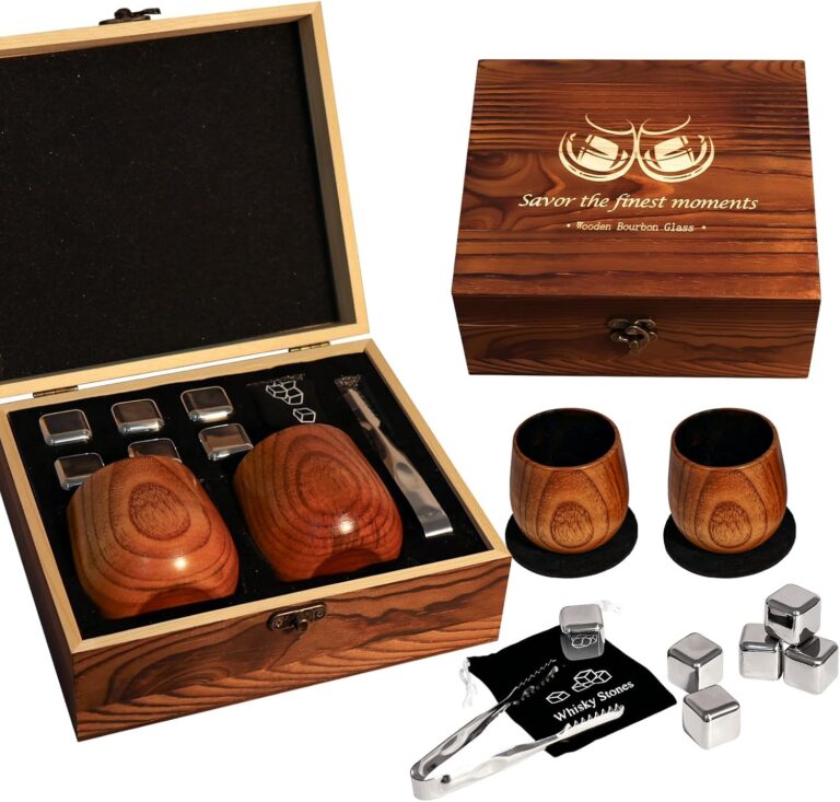 Charred Wooden Bourbon Drinking Glass Gift Set by Megapuxin