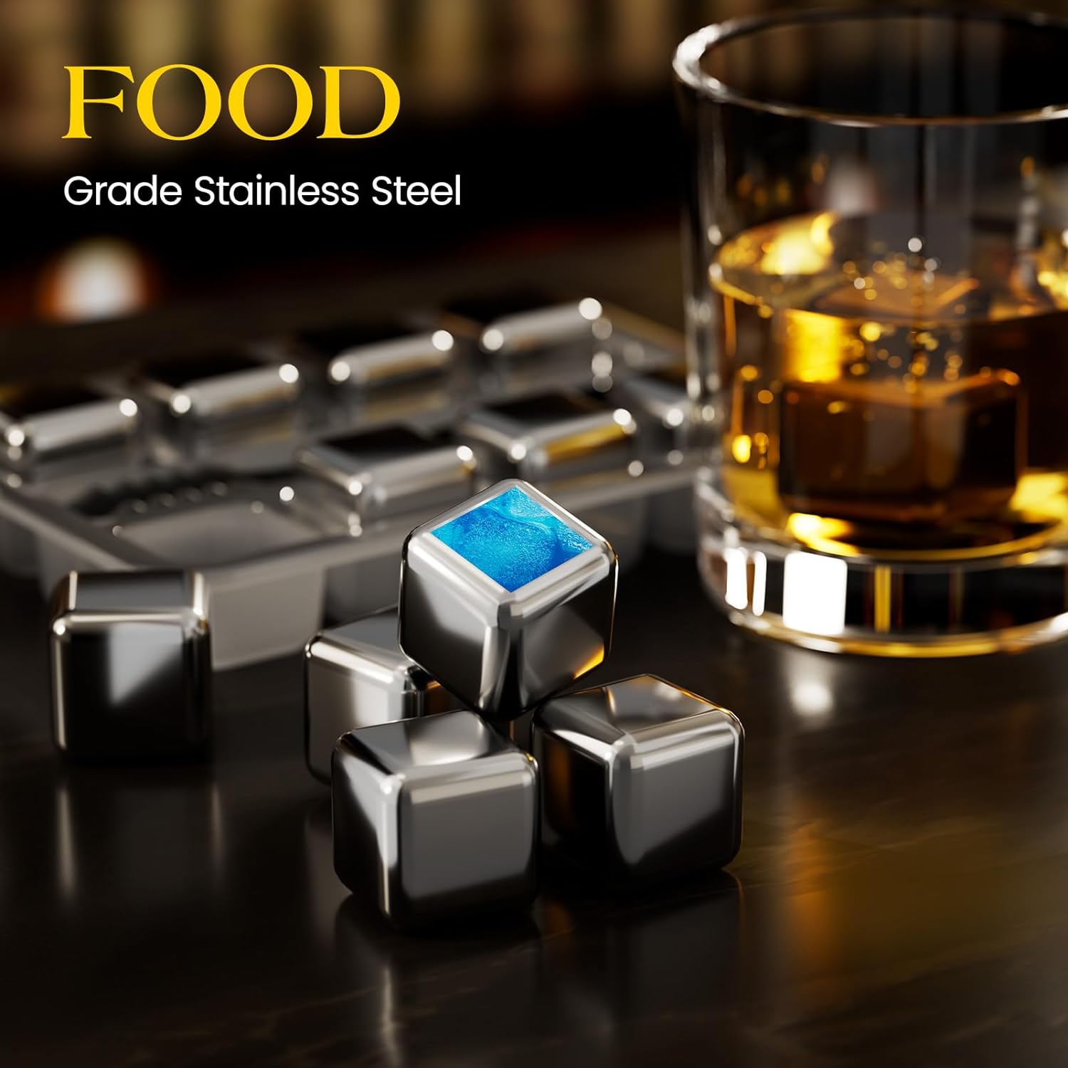 Kollea Stainless Steel Whiskey Chilling Rocks (8-pack set)