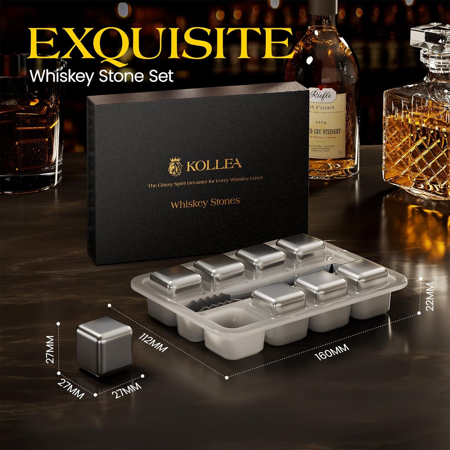 Kollea Stainless Steel Whiskey Chilling Rocks (8-pack set) - Image 5