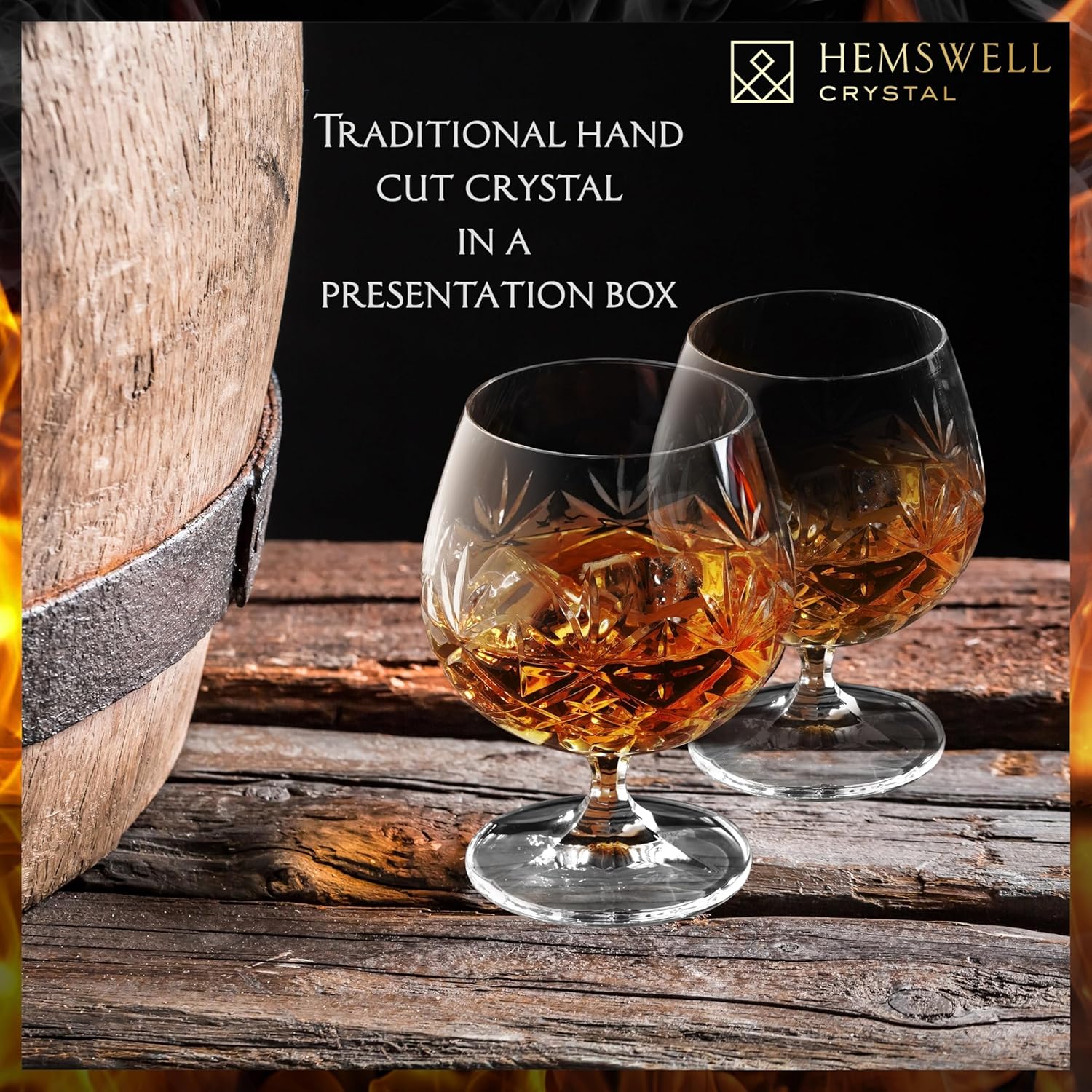 Hemswell Crystal Brandy Snifter Glasses Set of 2