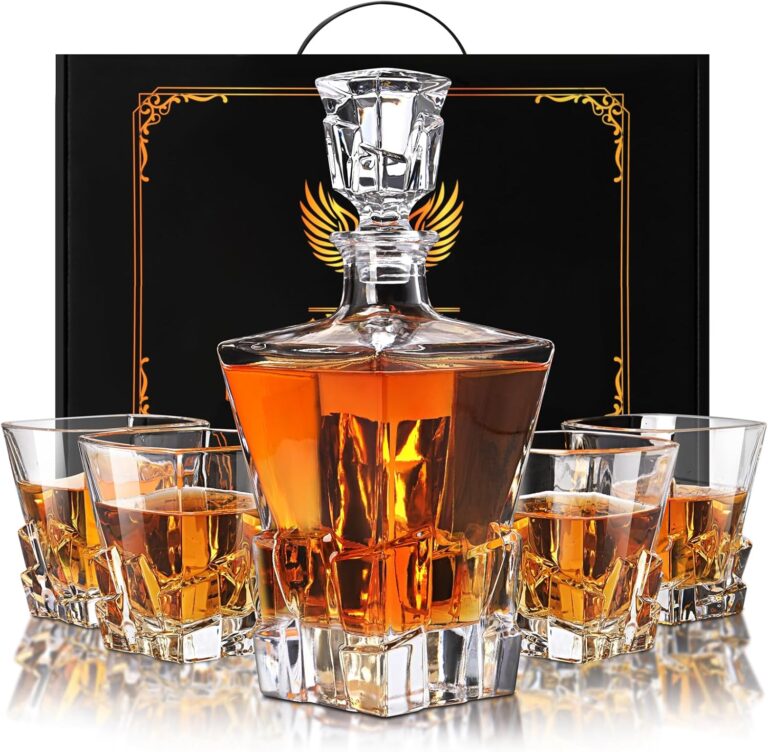 LUXULISH Whiskey Decanter Set with 4 Crystal Glasses