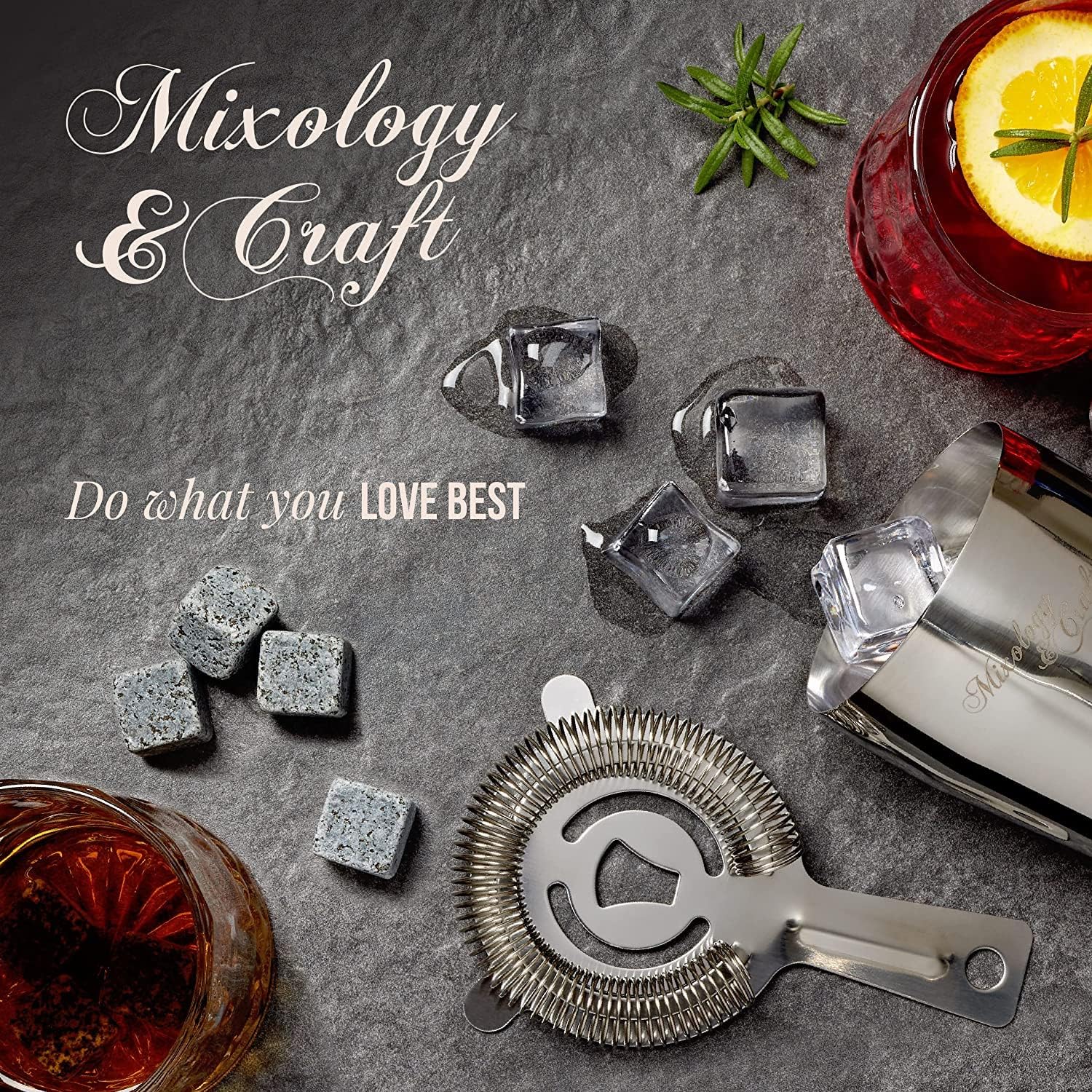 Mixology & Craft Whiskey Stones Cube-Shaped