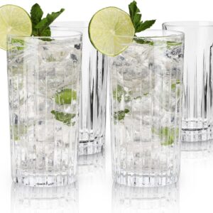 Viski Reserve Milo Crystal Highball Glasses (Set of 4, 14oz)