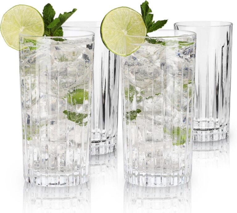 Viski Reserve Milo Crystal Highball Glasses (Set of 4, 14oz)