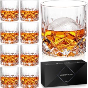 QUMMFA Whiskey Glasses Set of 8 – Elegant Crystal Old Fashioned Glassware