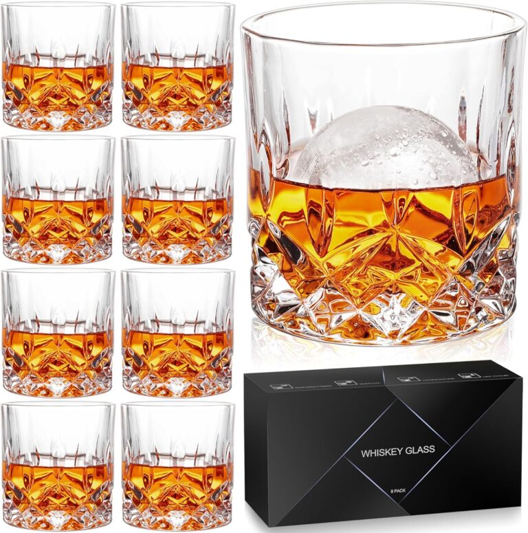 QUMMFA Whiskey Glasses Set of 8 – Elegant Crystal Old Fashioned Glassware