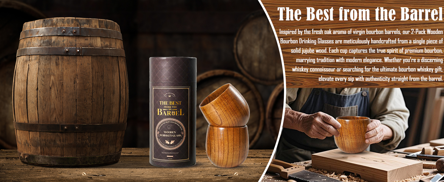 Handcrafted Wooden Bourbon Whiskey Glasses