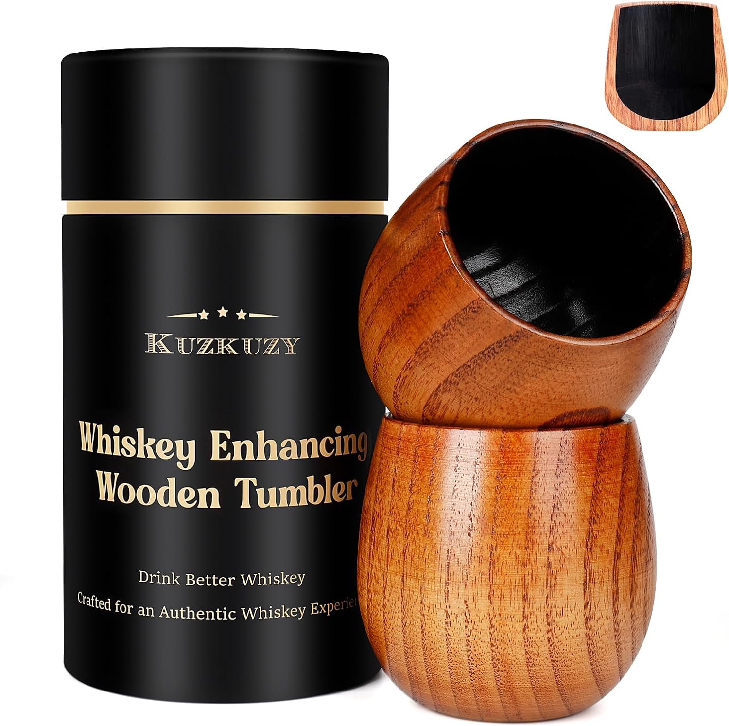 Charred Wooden Whiskey Tumbler by KUZKUZY