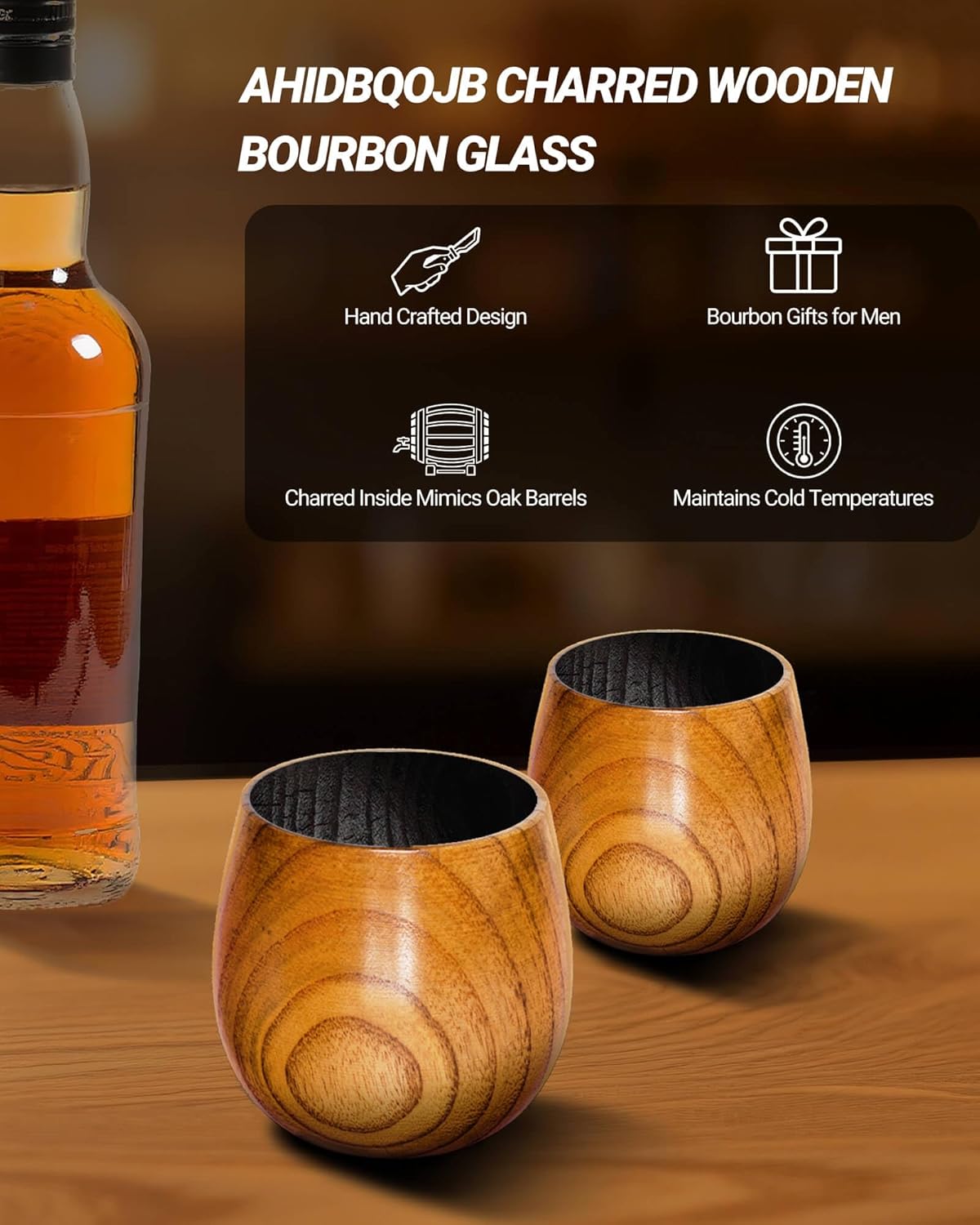 AHIDBQOJB Wooden Bourbon Drinking Glass