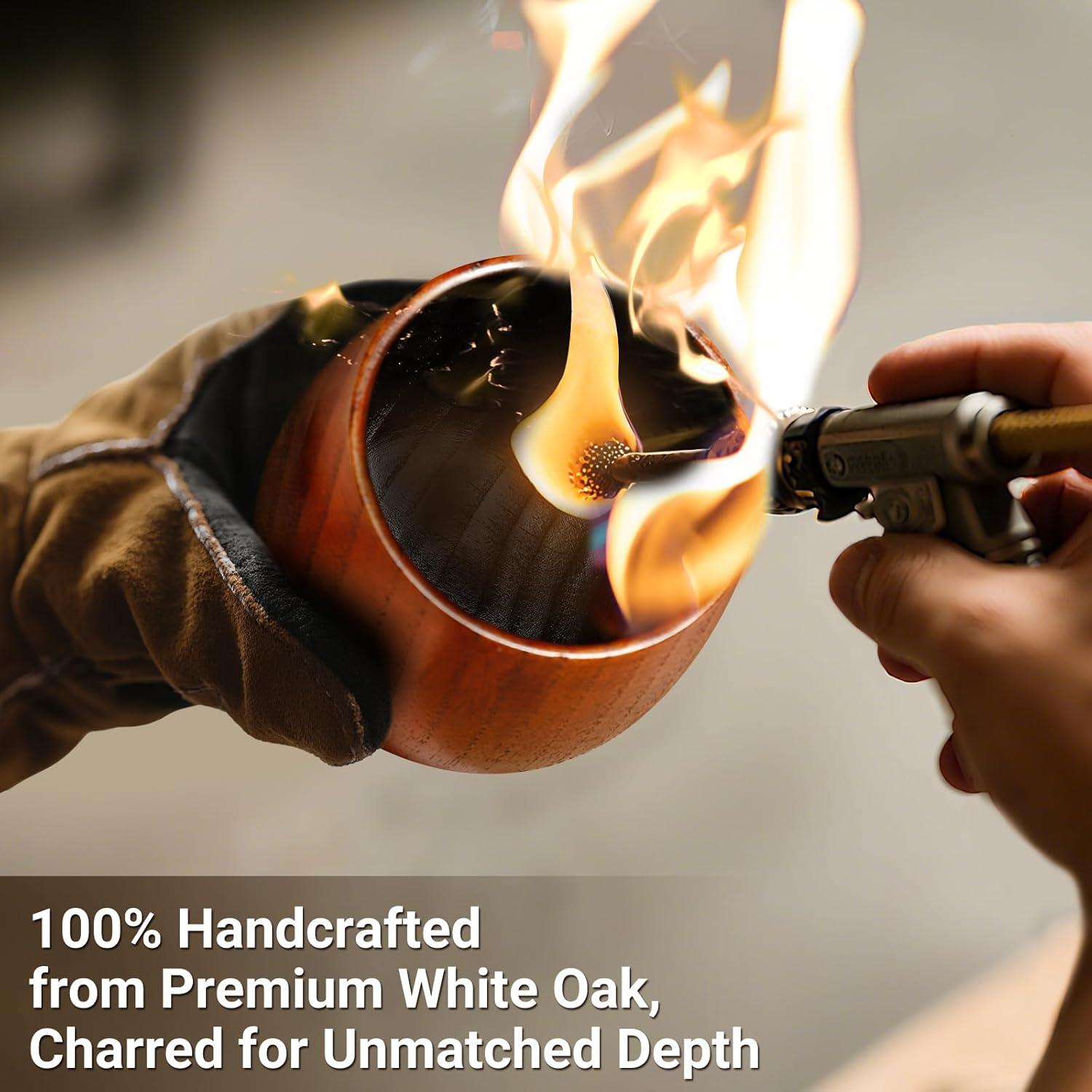 Charred Wooden Whiskey Tumbler by KUZKUZY