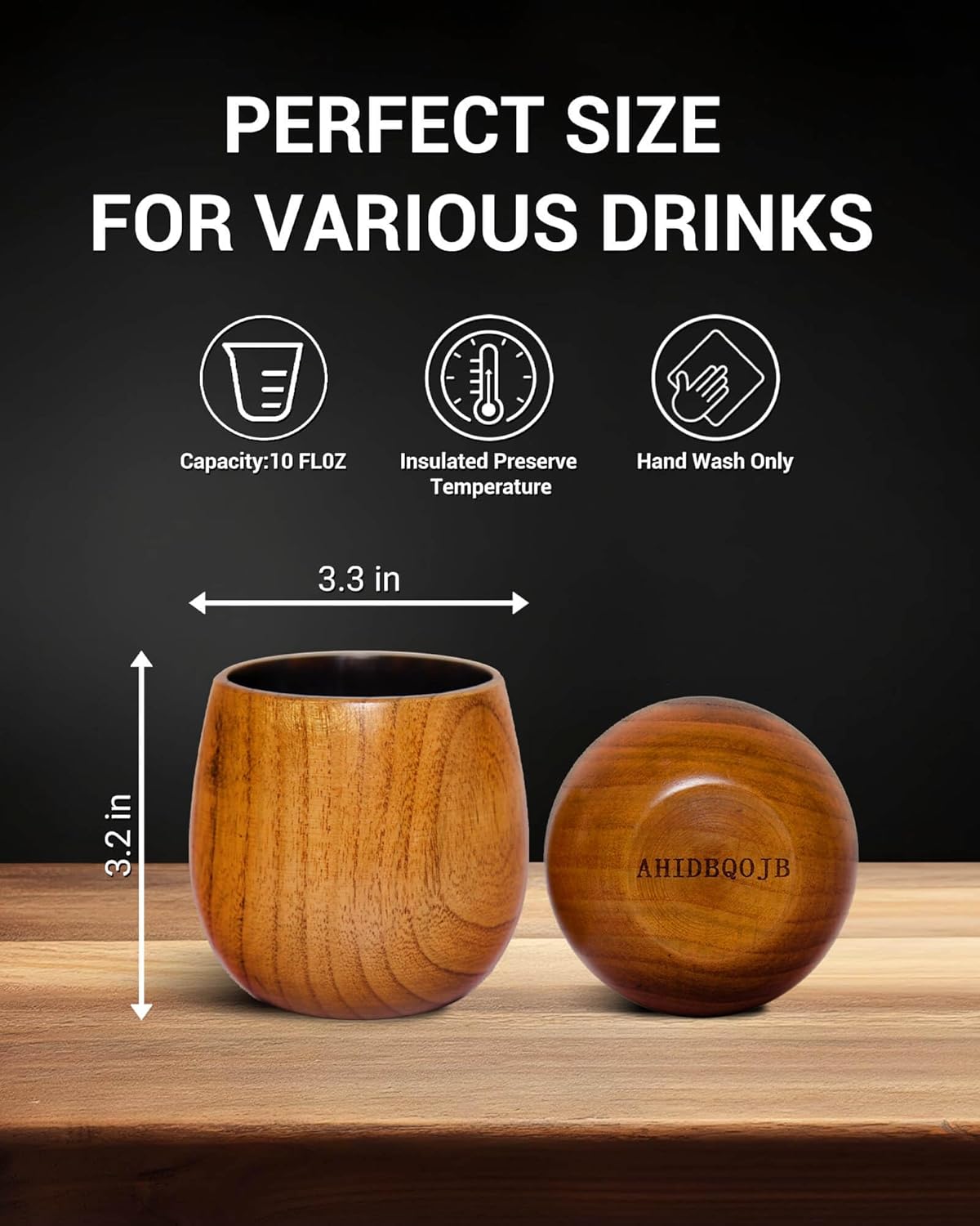 AHIDBQOJB Wooden Bourbon Drinking Glass