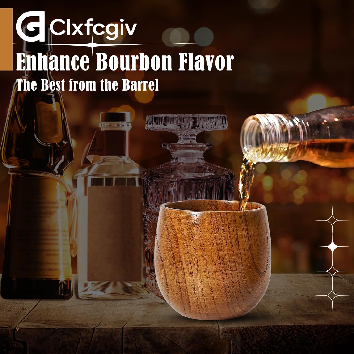 Handcrafted Wooden Bourbon Whiskey Glasses