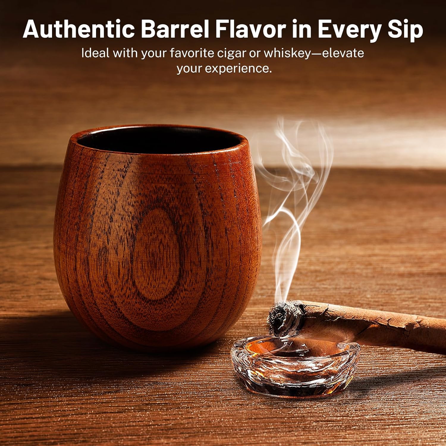 Charred Wooden Whiskey Tumbler by KUZKUZY