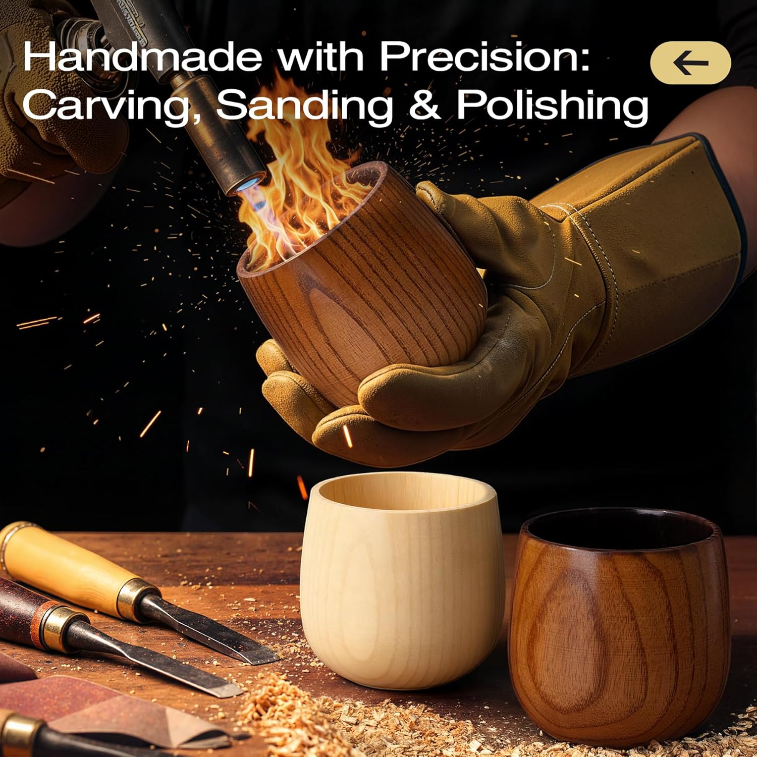 Amysmart Handcrafted Wooden Whiskey Glasses