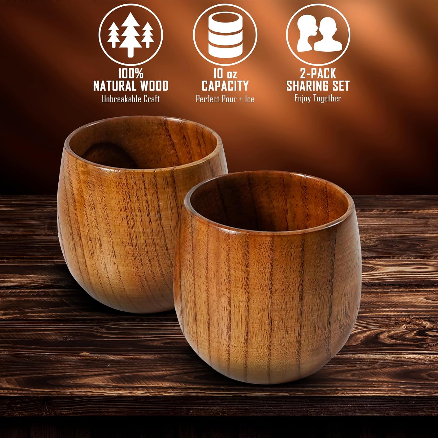 Handcrafted Wooden Bourbon Whiskey Glasses