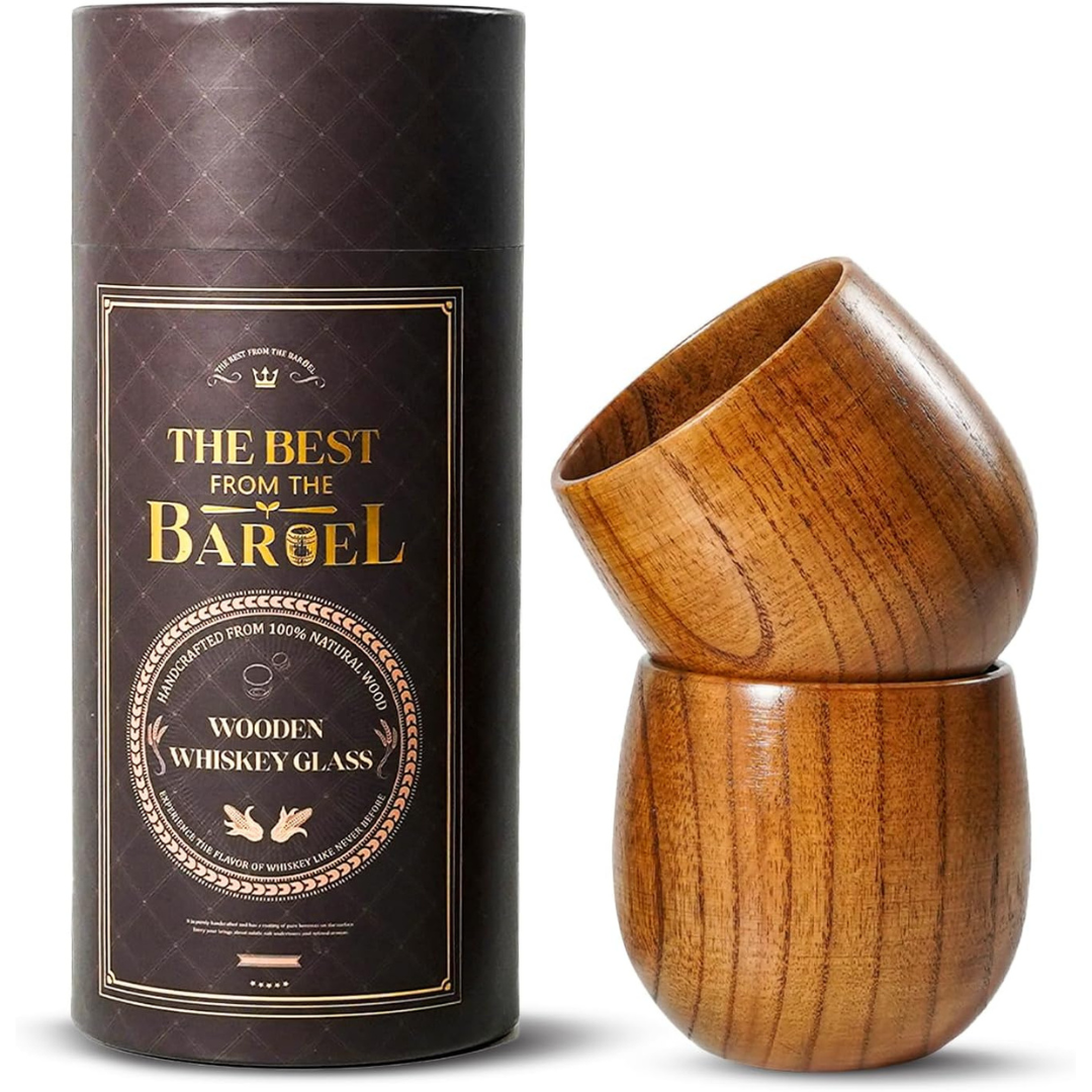 Handcrafted Wooden Bourbon Whiskey Glasses