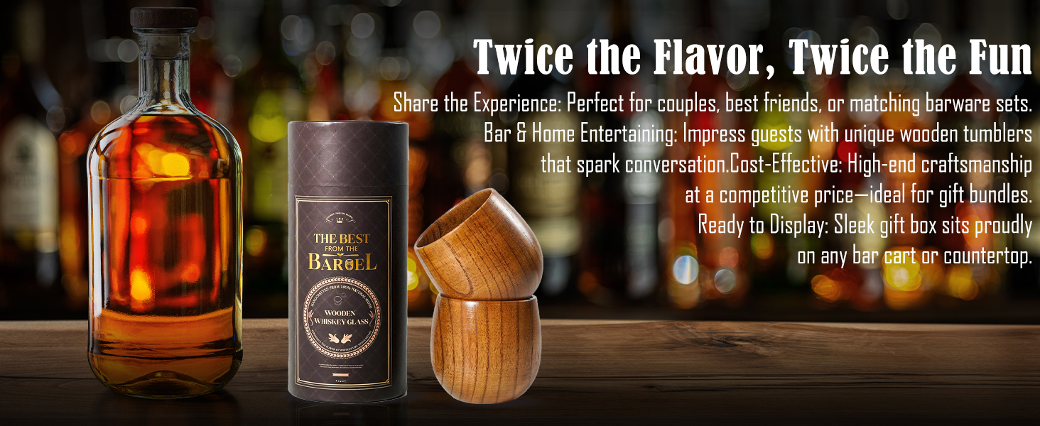 Handcrafted Wooden Bourbon Whiskey Glasses