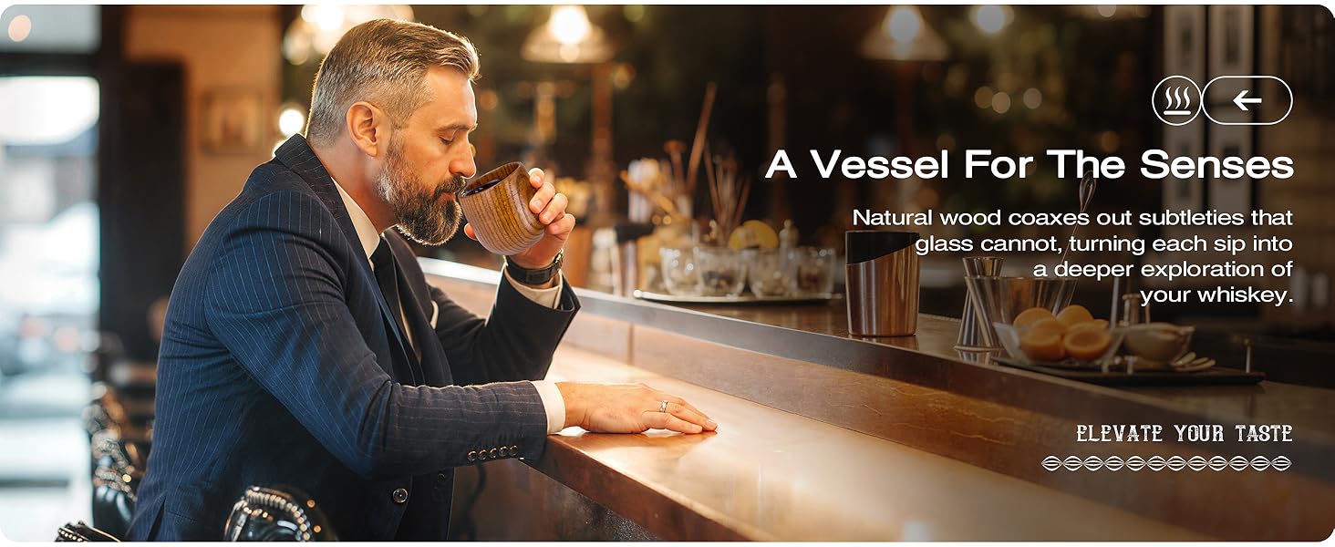 Amysmart Handcrafted Wooden Whiskey Glass Set