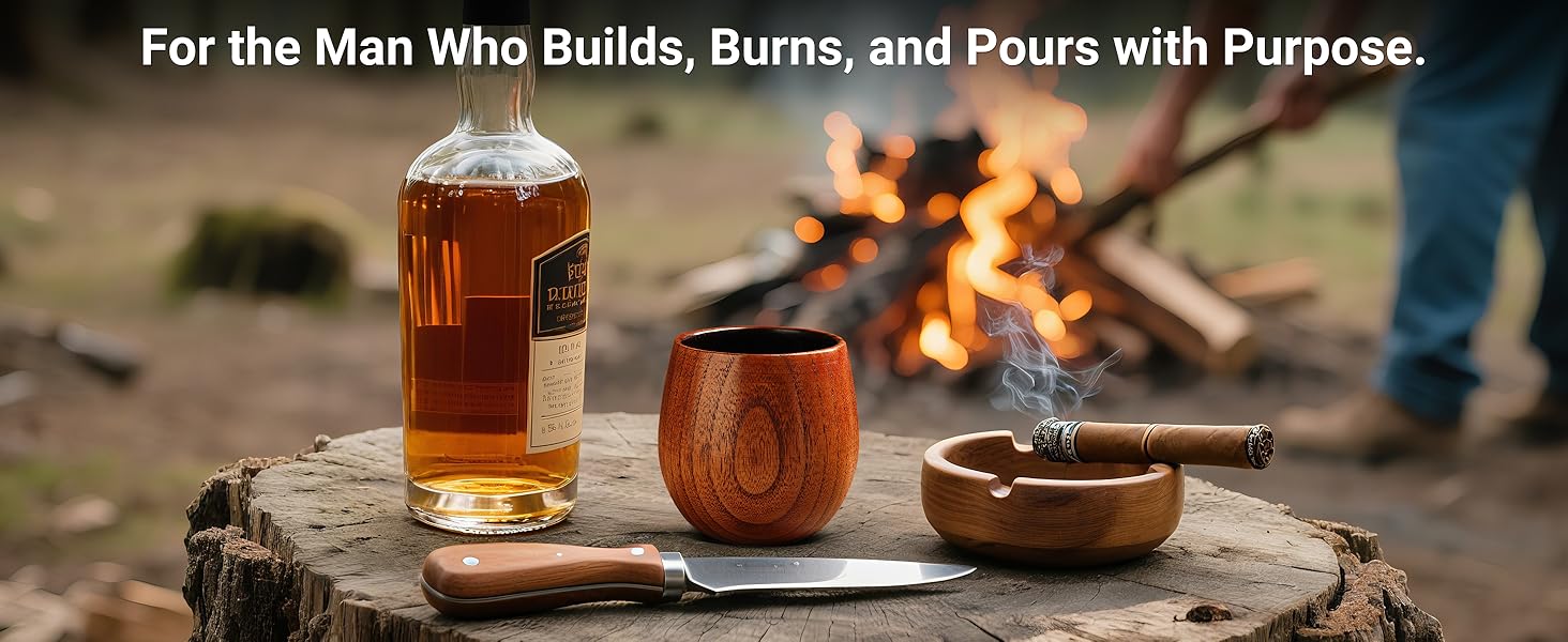 Charred Wooden Whiskey Tumbler by KUZKUZY