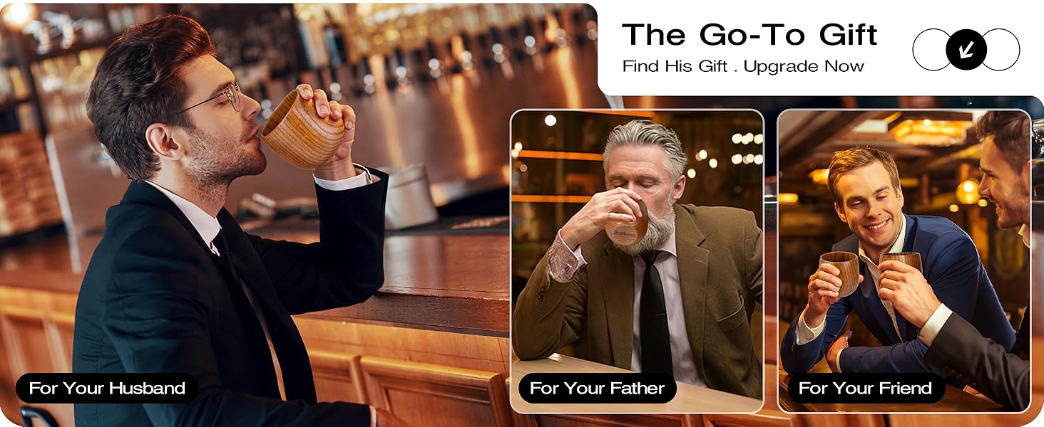 Amysmart Handcrafted Wooden Whiskey Glass Set